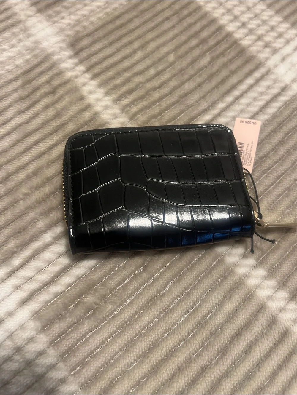 Victoria's Secret Brown Croc-Embossed Zip Wallet with Gold Accent - Picture 5 of 6